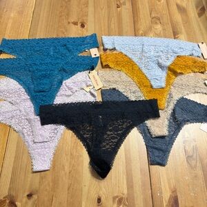 9 Pairs NWT ThirdLove Lace Thongs Multiple Colors  Mustard Tan Grey Blue Black